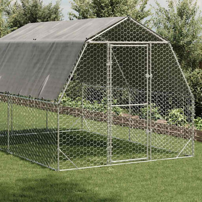 Poulailler argenté, acier galvanisé vert, PE grand durable