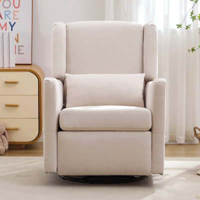 Fauteuil inclinable pivotant à bascule de 75 cm de large, avec dossier à oreilles, fauteuil à bascule, chaise berçante pour chambre d'enfant
