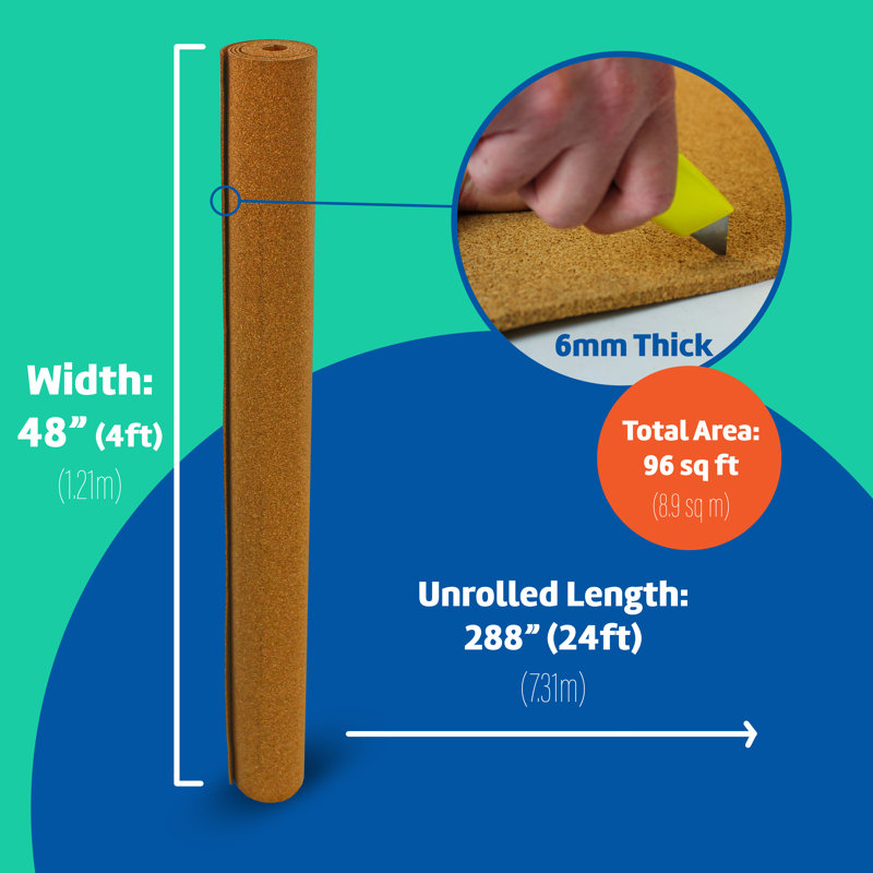 Wall Cork Reversible Bulletin Board, 48" H x 288" L