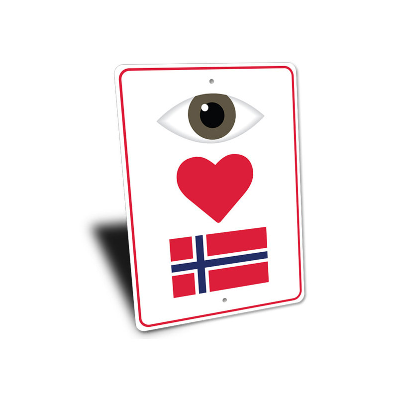 Plaque en aluminium «I Love Danemark», H 14 po x l 10 po x P 0,04 po