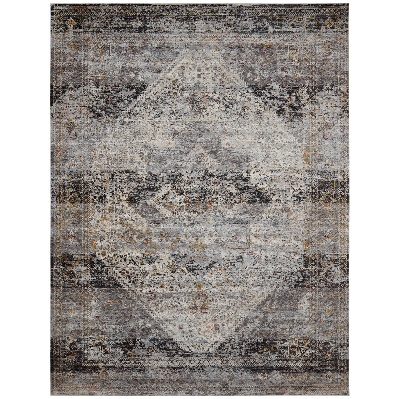 Heneman Southwestern Area Rug in Gray, Rectangle 8'9" x 11'10"
