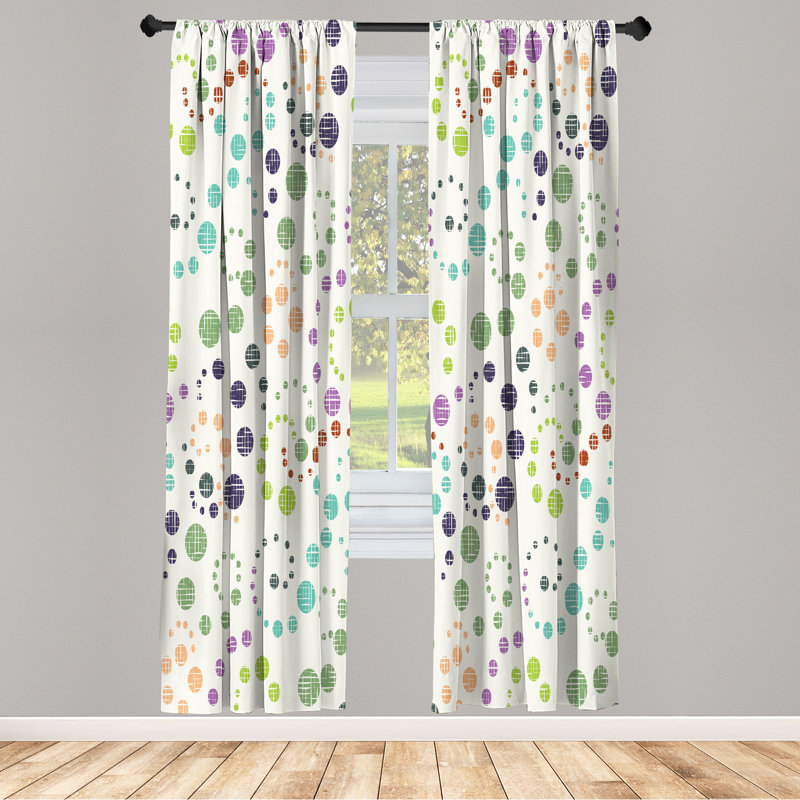 George Oliver Modern Art Curtains, Grunge Polka Dots Print, Pair of 28", Violet Ivory, 28" W x 84" L