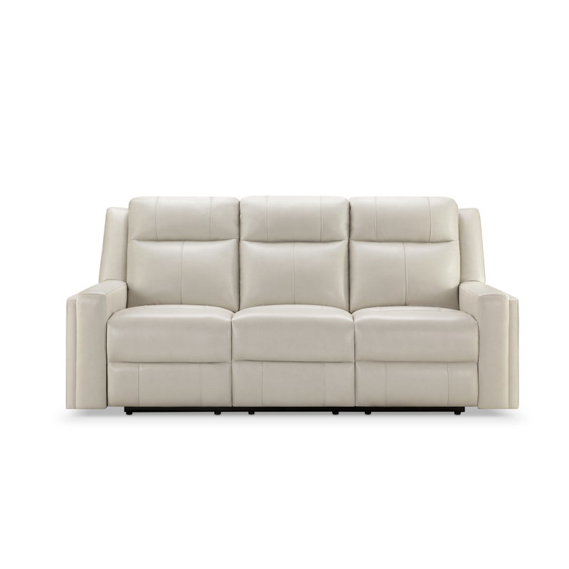 Ashlley 81.5'' Leather Reclining Sofa, Ivory Genuine Leather