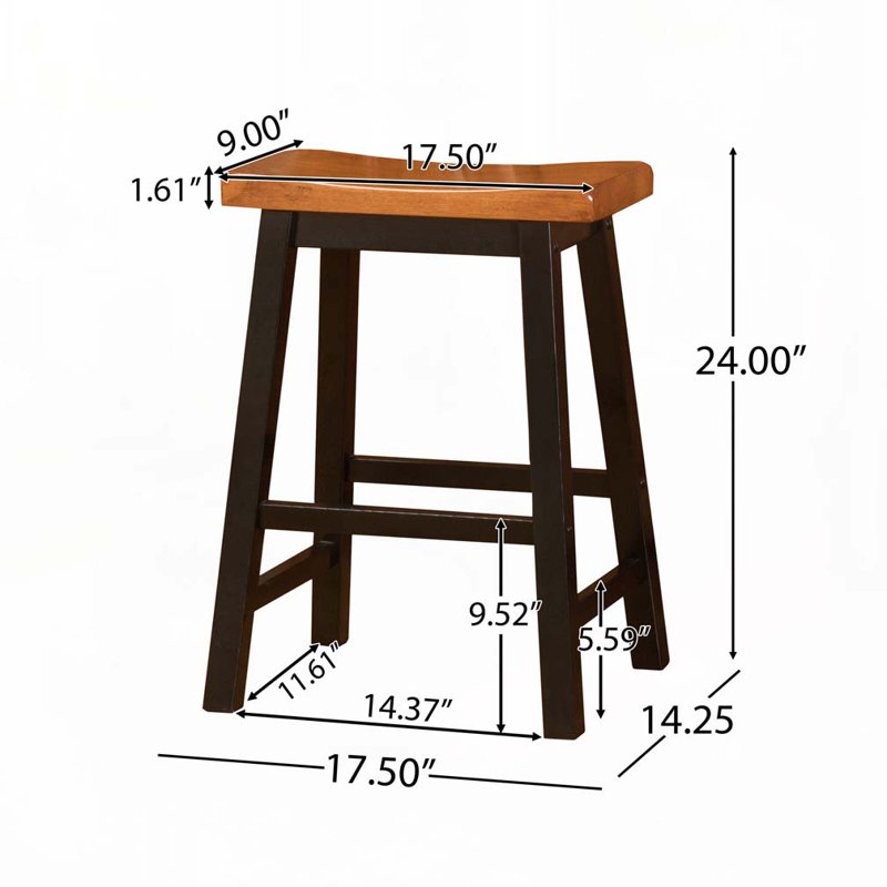 Wood 24" Backless Stool, Walnut