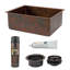 25" Hammered Copper Kitchen Single Basin Sink with Matching Drain and Accessories