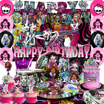 Monster High Birthday Decorations,112Pcs Monster High Party Decorations & Tableware Set