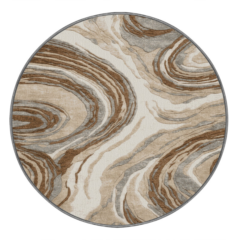 Tapis gris lavable à la machine, Rond 8 pi
