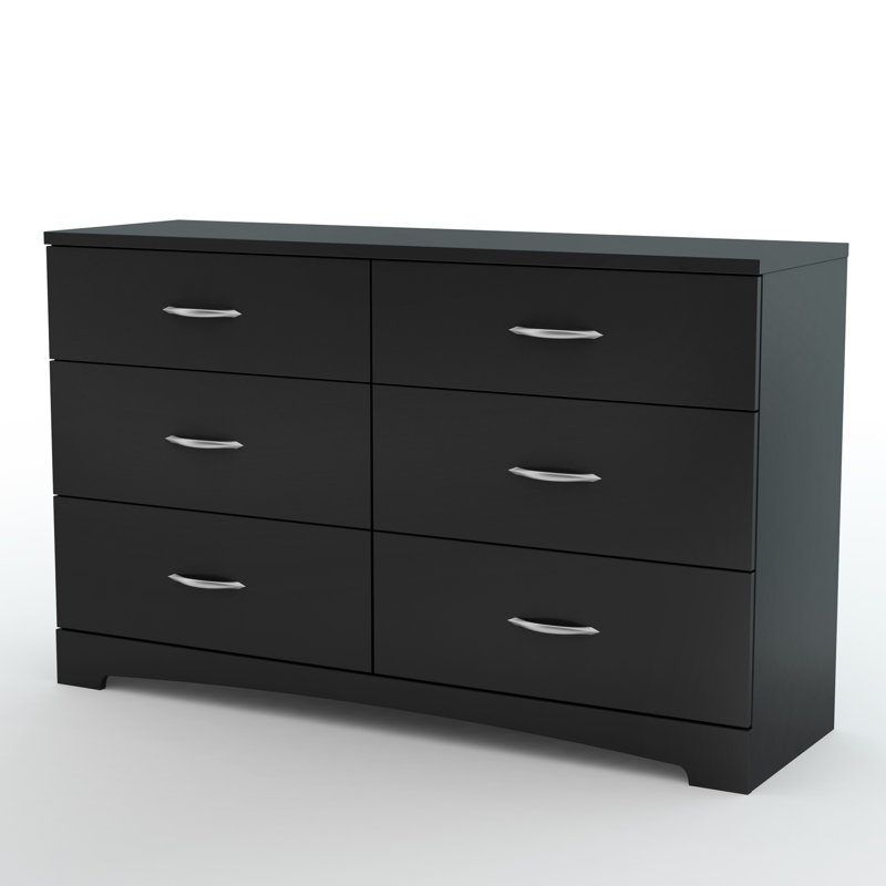 Commode 6 tiroirs Lochran, Noir pur