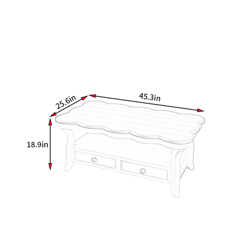 Table basse de style rétro américain, Marron foncé, Blanc