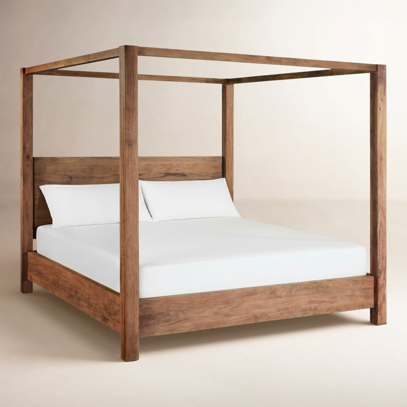 Xaydin Canopy Bed In Brushed Acacia, Queen