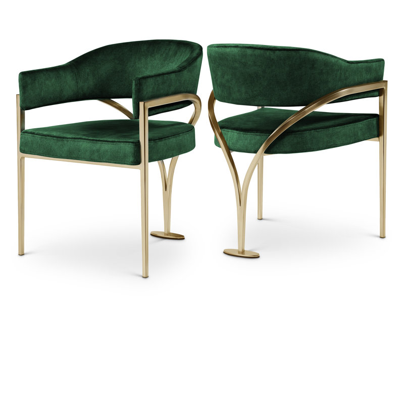 Chaise en velours Kirsi, Doré, Velours vert