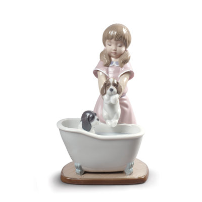 Bathing My Puppies Girl Figurine -  Lladro, 01009280