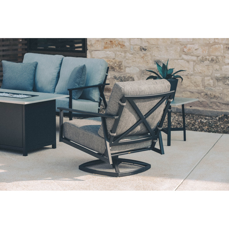 Marin Outdoor Rocker Chair, Graphite, Alcazar Redwood