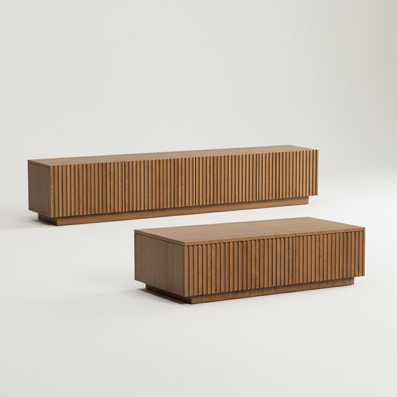 Meuble télé et table basse style Mid-Century moderne (ensemble de 2)