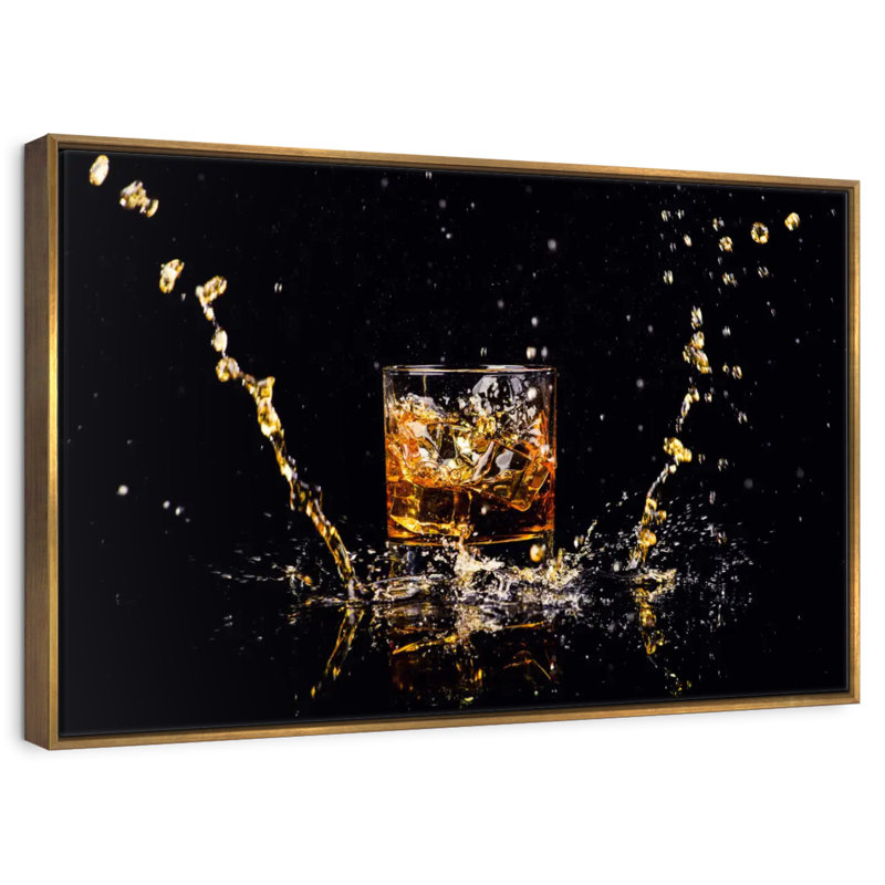 Whisky Splash, 19 po x 13 po, Cadre flottant doré