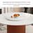 Teagen 59" Modern Round Dining Table for 6-8 With Lazy Susan, Glossy Sintered Stone Table top, Solid Wood Veneer Legs