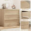 Commode compacte à 3 tiroirs en chêne, commode spacieuse pour table de chevet / entrée, beige