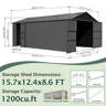 Domi Louvered Patio Outdoor Huge Storage Shed, Metal Garage Carpot with ... - Garage Storage Online Metallic