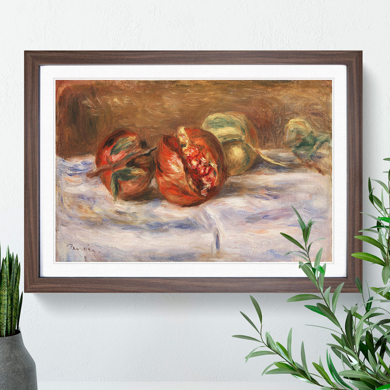 Pomegranates by Pierre-Auguste Renoir - Picture Frame Painting, 65cm H x 90cm W x 2cm D, Walnut Framed