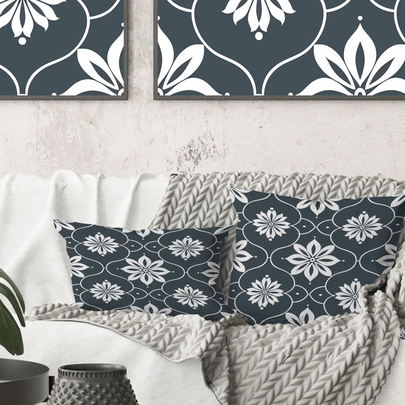 Carreaux de mosaïque gris II - coussin décoratif traditionnel, H 16 po x l 16 po
