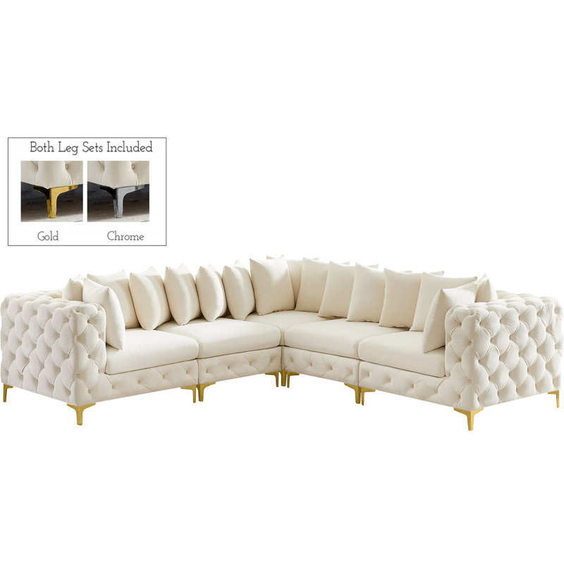 Canapé modulaire réversible en velours 108 po, Velours crème