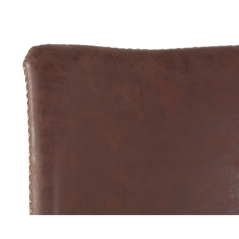Cal Upholstered Stool, Antique Brown Faux Leather, Counter Stool (26" Seat Height)