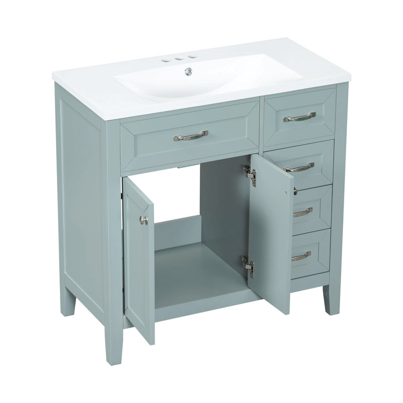 Ensemble de meuble-lavabo 36 po avec lavabo, armoire de salle de bain avec tiroirs, structure solide et panneau en bois aggloméré