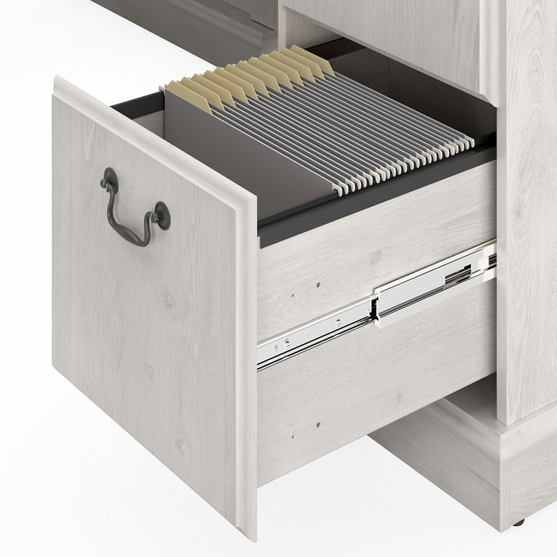 Ensemble de bureau d'ordinateur en L 3 pièces Saratoga, Chêne blanc lin