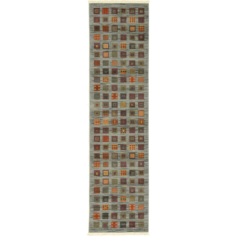 Tapis bleu / vert Abrigail, Tapis de couloir 2 pi 7 po x 10 pi