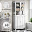 Garde-manger autoportant de 72 po Ellerby avec portes en verre et tablettes réglables-482787063