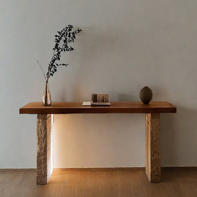 Console Mid-Century moderne en bois massif