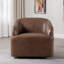 Fauteuil demi-tonneau pivotant en cuir véritable-784534201