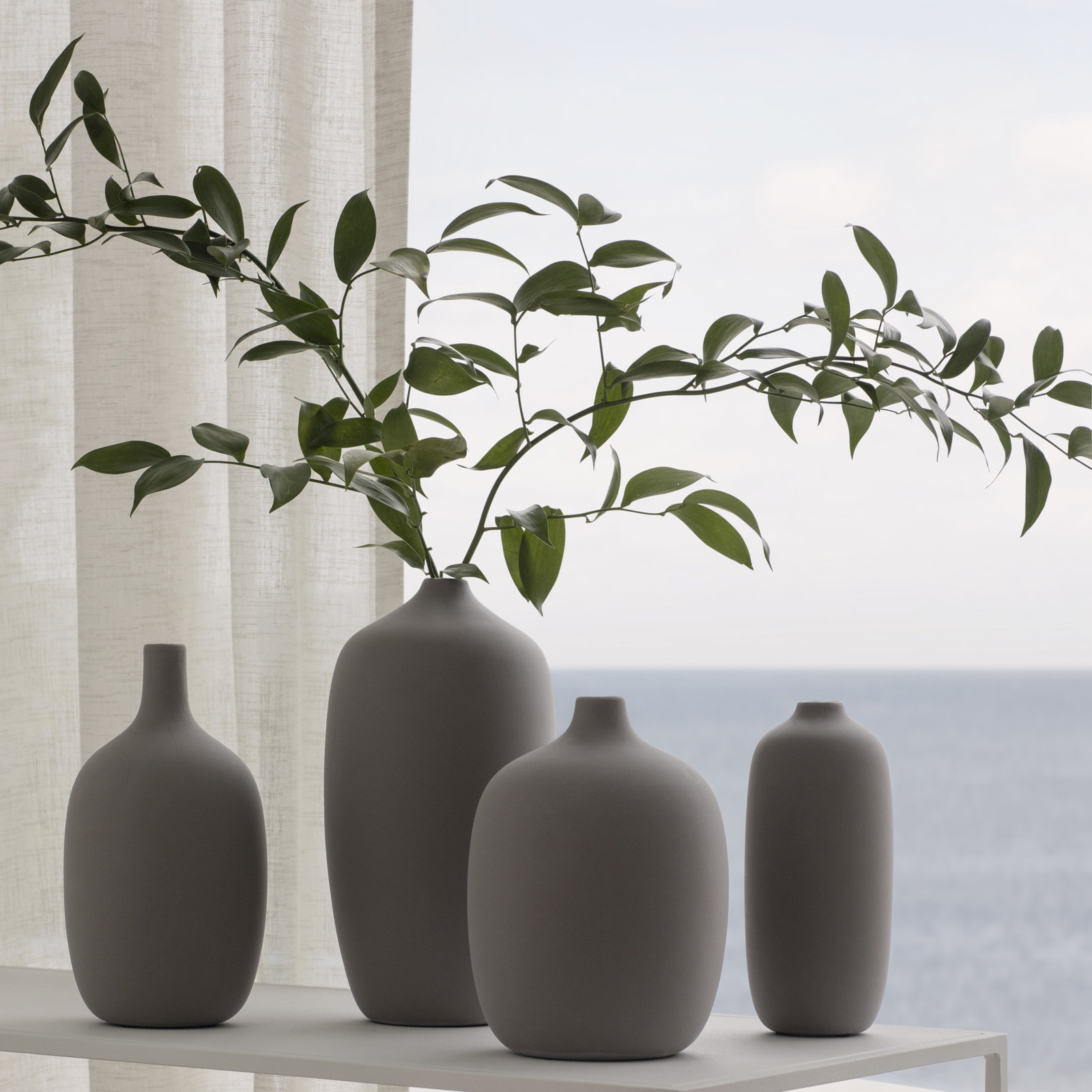 Ceola Ceramic Table Vase, Satellite Taupe