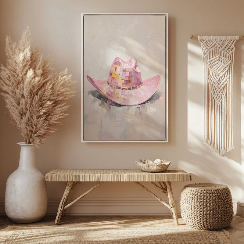 Impression sur toile Cowboy Essentials in Pink II dans un cadre noir, 18 po x 12 po
