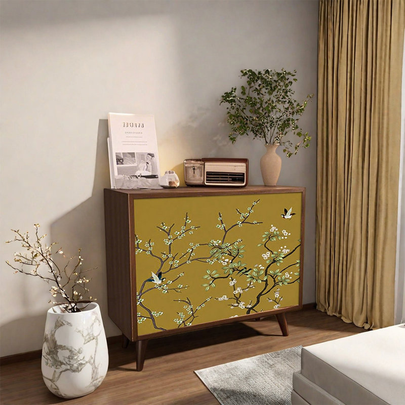 Walnut Top Decorative Cabinet Large Storage