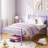 Twin Metal Bed Frame with Headboard & Footboard, 12.2" Storage, Purple-726289627-726289626