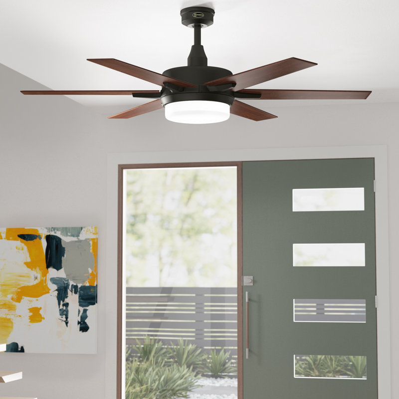Keathley 60'' Ceiling Fan with Light Kit, Oil Rubbed Bronze with Applewood/Cherry Blades