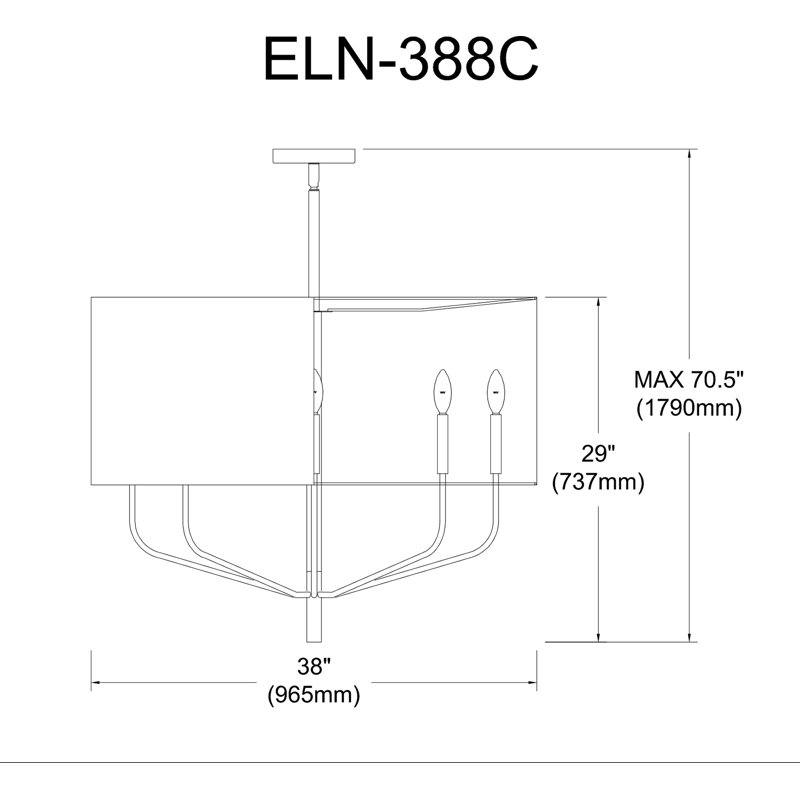 Danajha 8 - Light Dimmable Drum Chandelier, White, Matte Black