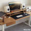 Bureau double debout en bois franc avec tiroir - Noyer / 60 x 30 pouces avec œillets / noir mat-166210192