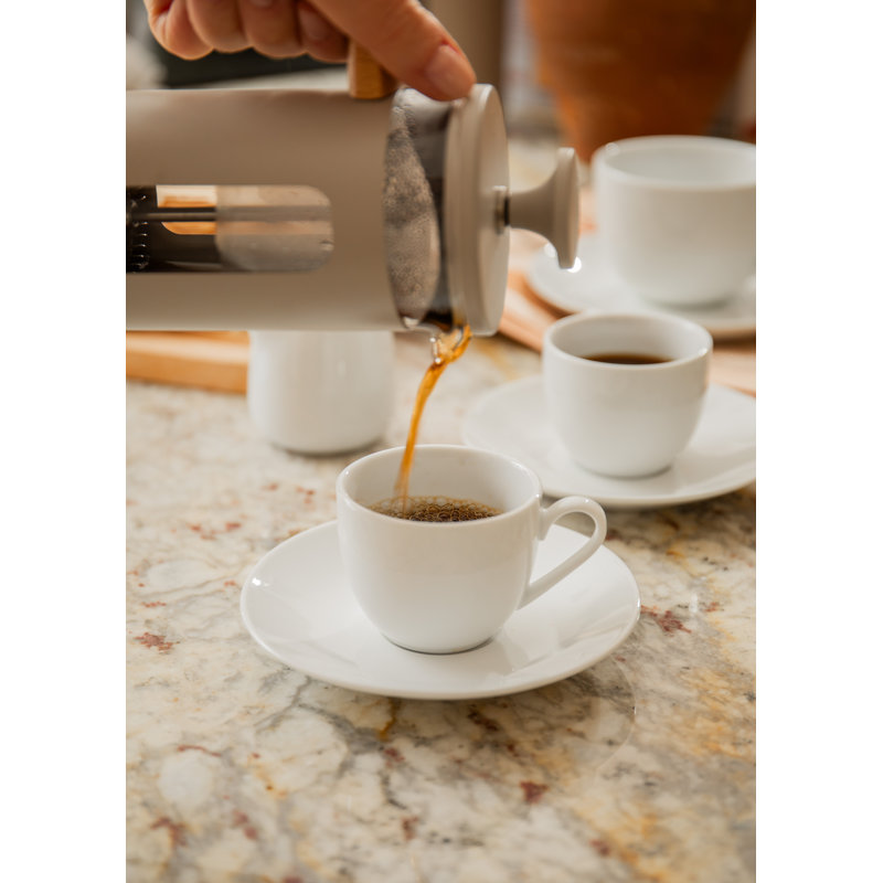 Mikasa Chalk Porcelain Espresso Cups and Saucers, 90ml, White