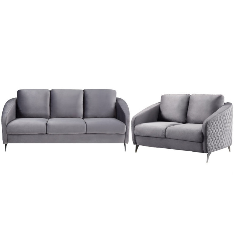 Ensemble de canapé-lit en tissu velours Sofia, Gris
