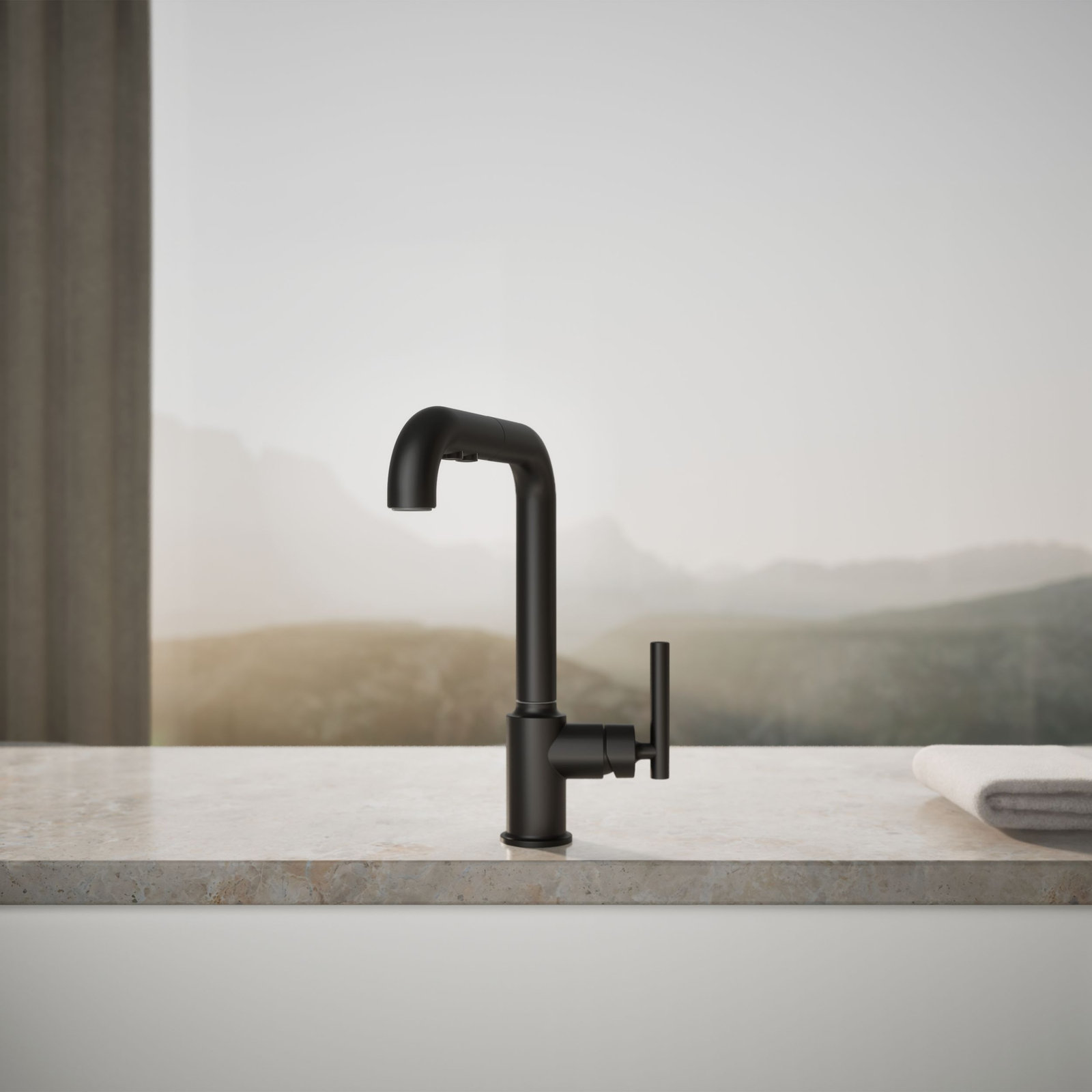 Purist Pull-Out Bar Faucet with Accessories, Matte Black
