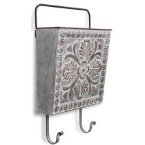 Arabella Galvanized Metal Wall Organizer with Key Hooks - Mocome