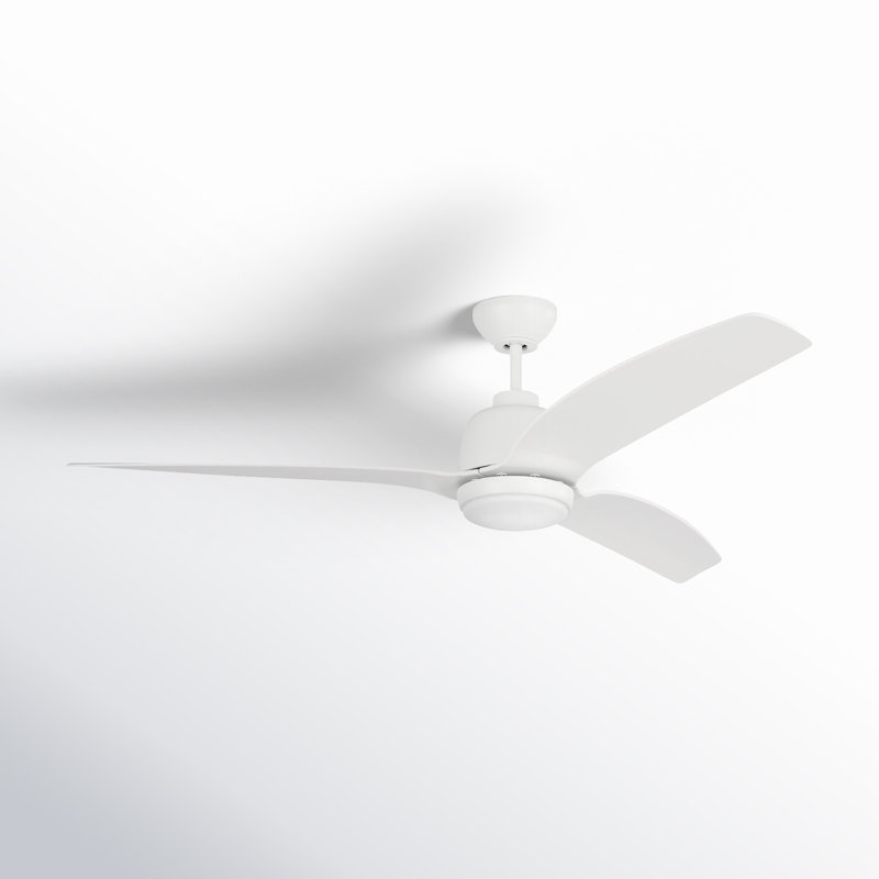 Carly 60'' Ceiling Fan with LED Lights, 15.40" H x 60" W x 60" D, White, White