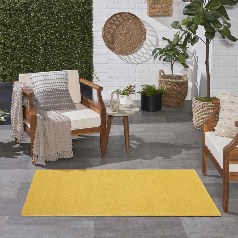 Tapis jaune uni Mullican Sandy, Rectangle 3 pi x 5 pi