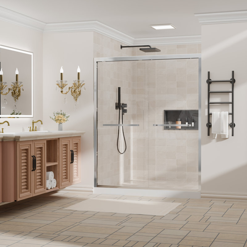50-54 In. W X 72 In. H Double Sliding Framed Shower Door With Nano-Coated Clean Tempered Glass In Chrome, Chrome