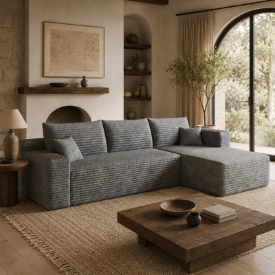 Canapé modulaire réversible, méridienne en velours côtelé