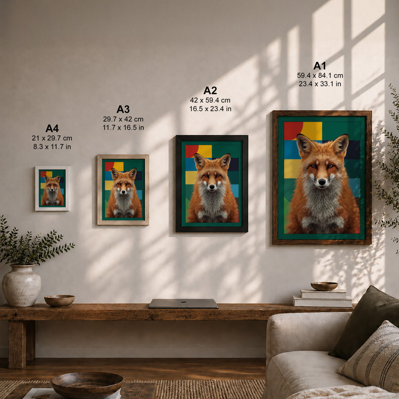Fox Modern - Framed Print, A1 - 84.1 x 59.4 cm, Walnut