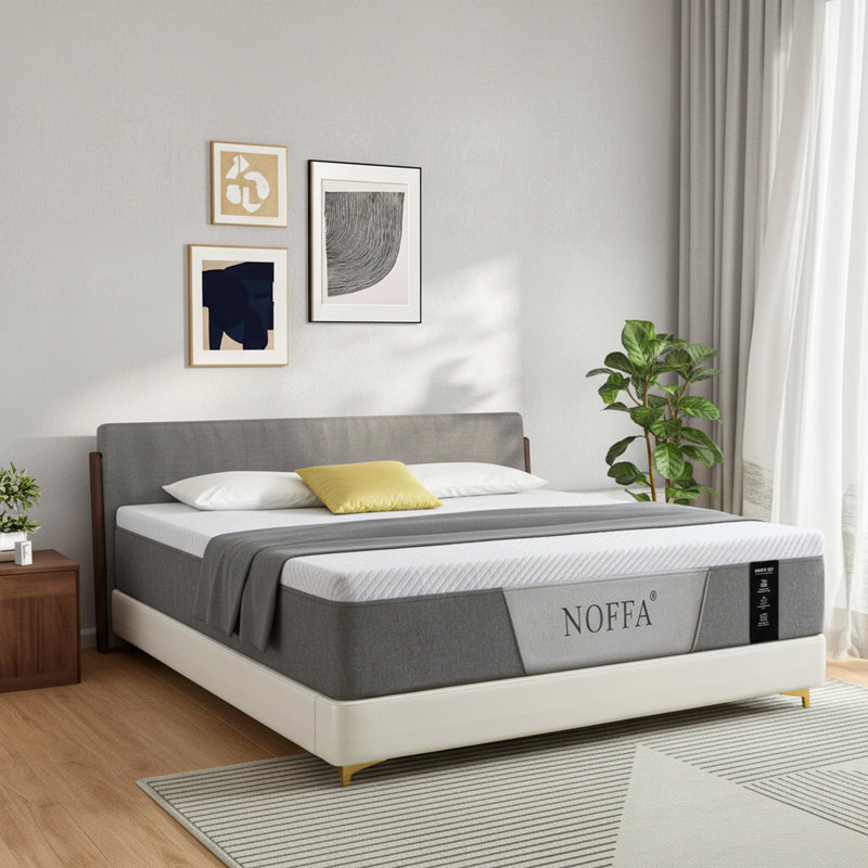 Grand matelas en mousse à mémoire de forme de 12 pouces avec coussins ergonomiques Wave, Grand lit
