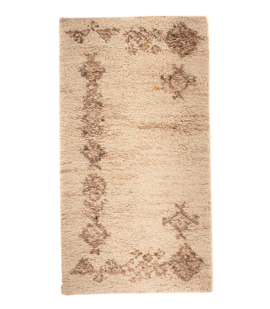 Handgefertigter Teppich Minisink aus Wolle in Beige